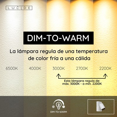 Lucide NIGEL - Lámpara de cabecera / Lámpara de pared - LED Dim to warm - CCT - GU10 (MR16) - 1x5W 2200K/3000K - Con punto de carga USB - Blanco